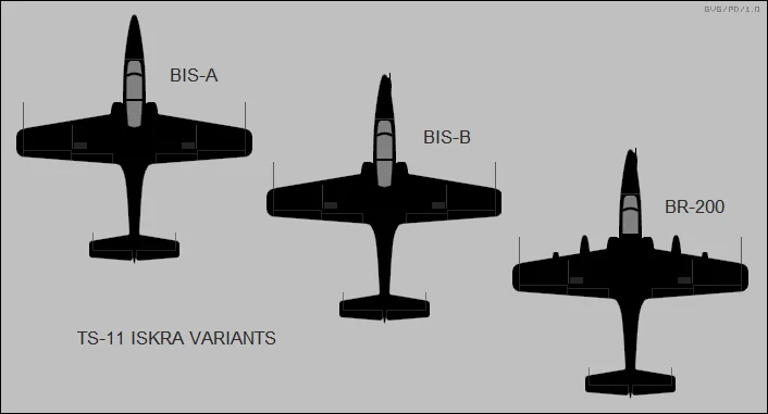 Representative view of PZL TS-11 Iskra armed family.